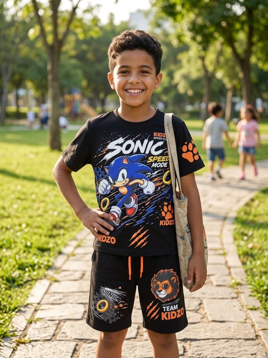Kidzo Sonic Speed Mode Boys Set – T-Shirt & Shorts