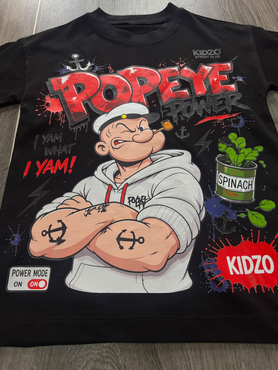 Kidzo Popeye Power Mode T-Shirt Close Up